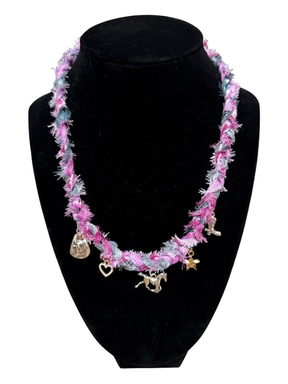Handmade Braided Bandana Western Theme Charm Necklace